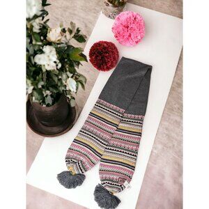 Juicy Couture Authentic Wool Cashmere Angora Blend Pom Pom Scarf 66"L x 8" NWOT